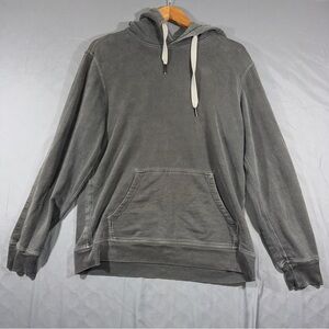 Buck Mason Sweatshirt Hoodie Mens Medium Gray Pullover Washed Cotton Pocket